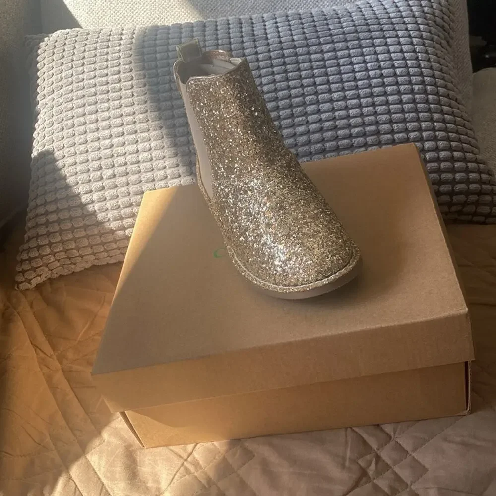 Crewcuts gold glitter boots